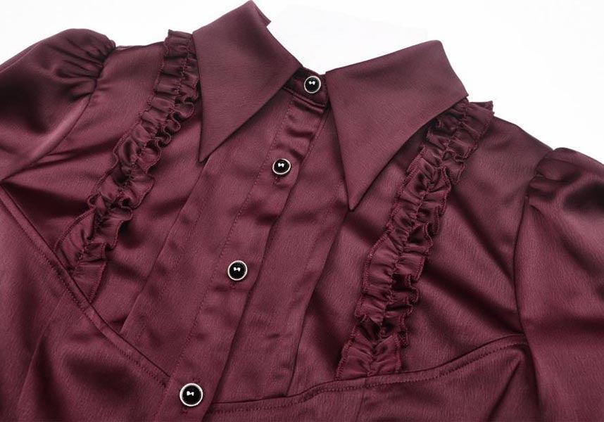 Red Wine Diamond | TOP - Beserk - all, all clothing, all ladies clothing, burgandy, burgundy, clickfrenzy15-2023, clothing, DIL220427, discountapp, fp, frill, girls top, ladies clothing, ladies top, may22, office, office clothing, R220522, red, repriced090623, short sleeved top, tees and tops, top, tops, tshirts and tops, womens top, work