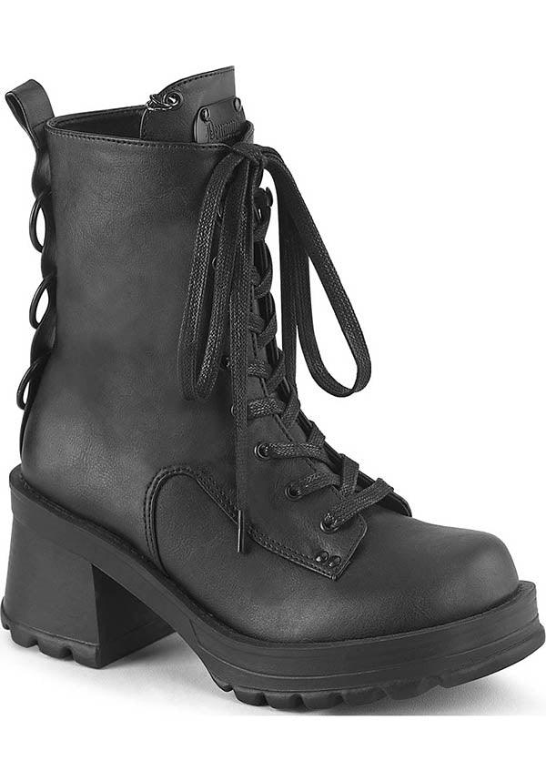 BRATTY-50 [Black] | BOOTS [PREORDER] - Beserk - all, ankle boots, black, boots, boots [preorder], clickfrenzy15-2023, demonia, demonia shoes, discountapp, fp, goth, gothic, labelpreorder, labelvegan, medieval, ppo, preorder, shoes, vegan
