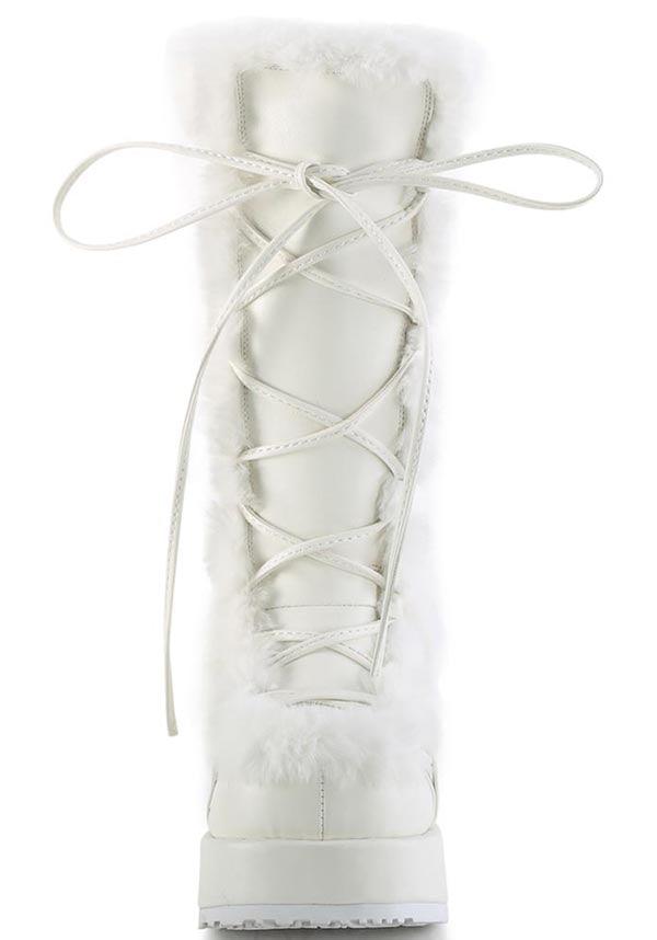 CUBBY 311 White Vegan Leather PLATFORM BOOTS PREORDER