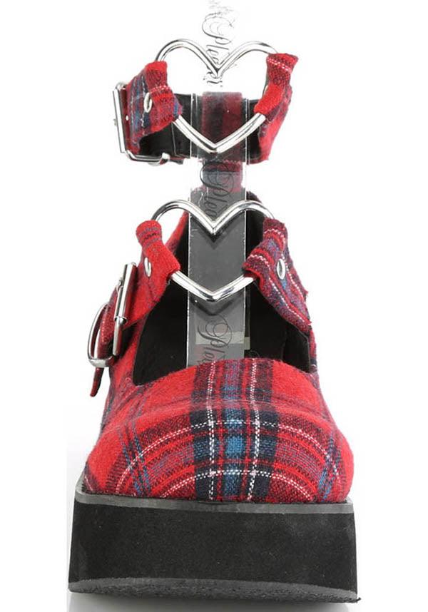 Demonia Shoes SPRITE 02 Red Plaid Flats Buy Online Australia