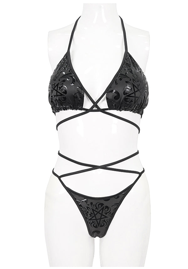 Pentagram Print Lace Up | SWIMSUIT SET*