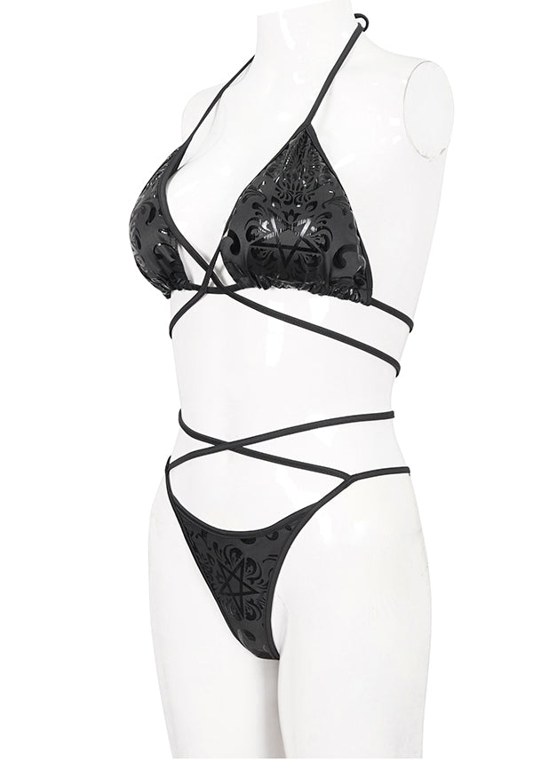 Pentagram Print Lace Up | SWIMSUIT SET*