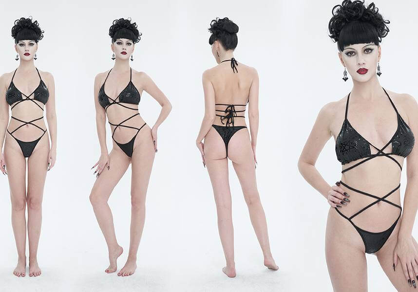 Pentagram Print Lace Up | SWIMSUIT SET*