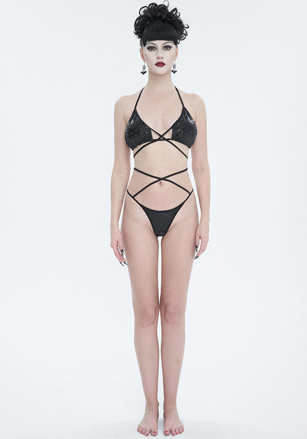 Pentagram Print Lace Up | SWIMSUIT SET*