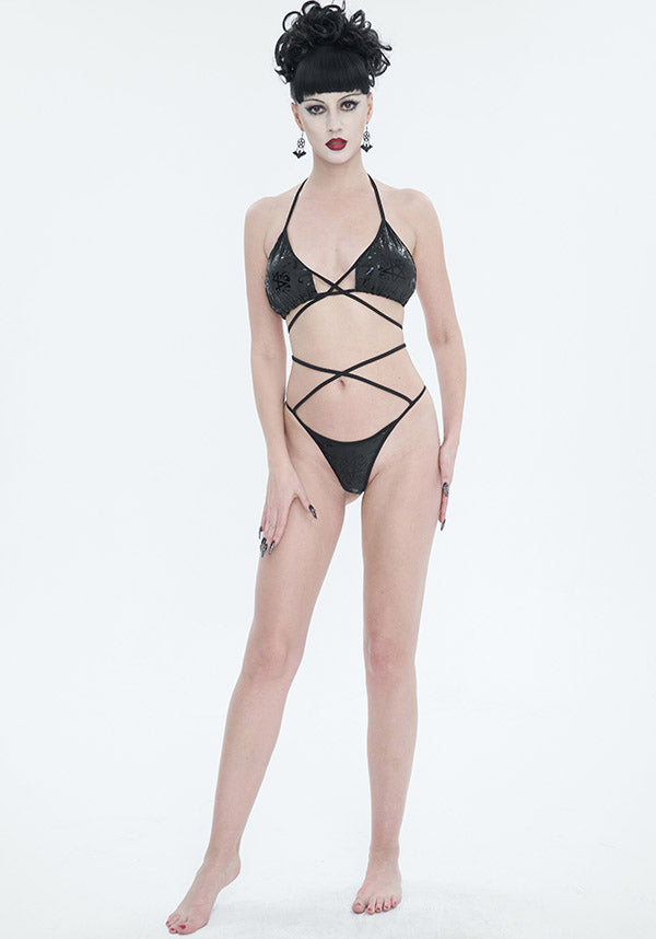 Pentagram Print Lace Up | SWIMSUIT SET*