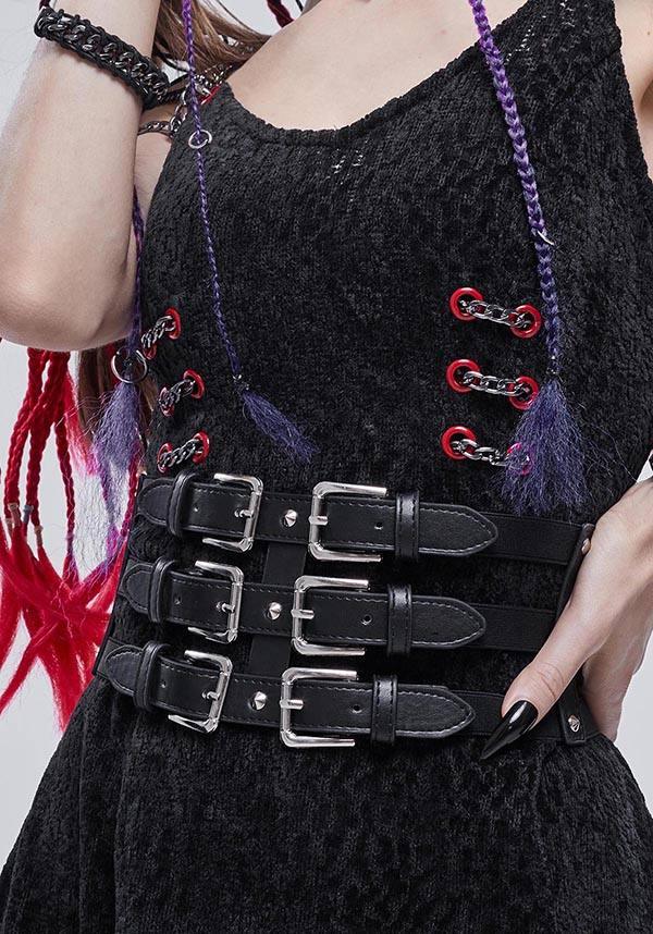 Triple Threat | BELT - Beserk - accessories, all, all ladies, belt, belts and buckles, black, clickfrenzy15-2023, discountapp, DV090921, fp, garters and harnesses, girdle, goth, gothic, gothic accessories, ladies, ladies accessories, oct21, R261021, waist belt