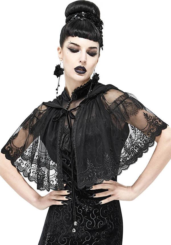 Void Century | HOODED CAPELET - Beserk - all, all clothing, all ladies, all ladies clothing, aug21, black, cape, clickfrenzy15-2023, clothing, discountapp, DV230721, edgy, fp, goth, gothic, hood, hooded, hoodie, hoodies, hoody, lace, lacey, ladies, ladies clothing, ladies outerwear, outerwear, R310821, renaissance, womens hoodie