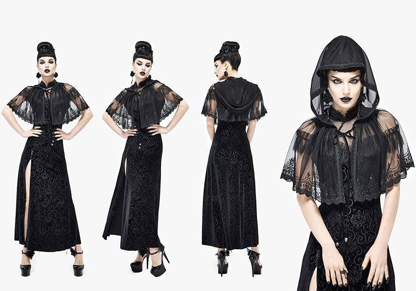 Void Century | HOODED CAPELET - Beserk - all, all clothing, all ladies, all ladies clothing, aug21, black, cape, clickfrenzy15-2023, clothing, discountapp, DV230721, edgy, fp, goth, gothic, hood, hooded, hoodie, hoodies, hoody, lace, lacey, ladies, ladies clothing, ladies outerwear, outerwear, R310821, renaissance, womens hoodie