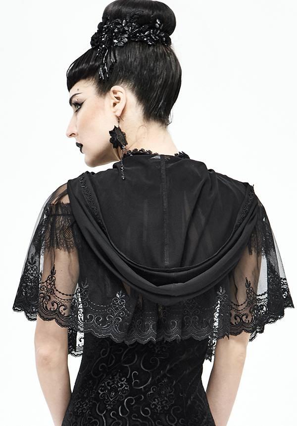 Void Century | HOODED CAPELET - Beserk - all, all clothing, all ladies, all ladies clothing, aug21, black, cape, clickfrenzy15-2023, clothing, discountapp, DV230721, edgy, fp, goth, gothic, hood, hooded, hoodie, hoodies, hoody, lace, lacey, ladies, ladies clothing, ladies outerwear, outerwear, R310821, renaissance, womens hoodie