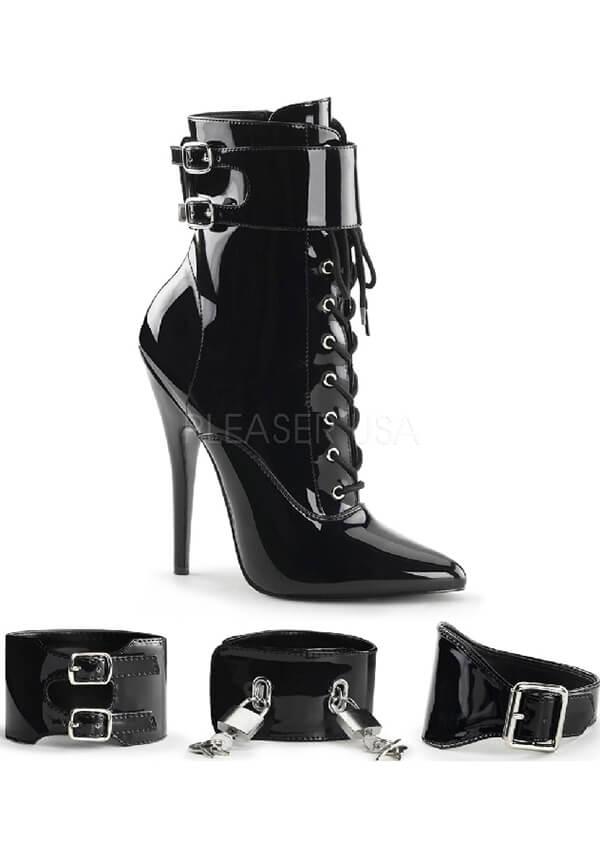 DOMINA-1023 [Black Patent] | ANKLE BOOTS [PREORDER] - Beserk - all, black, boots, boots [preorder], clickfrenzy15-2023, devious, devious shoes, discountapp, fetish, fp, heels, heels [preorder], labelpreorder, ppo, preorder, shoes