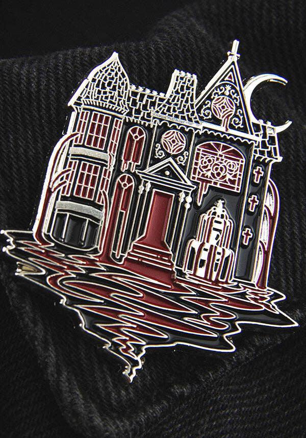 Bleeding Haunted Mansion | ENAMEL PIN - Beserk - accessories, all, badge, blood, clickfrenzy15-2023, discountapp, EC5179, enamel pin, fp, gift, gift idea, gift ideas, gifts, goth, gothic, gothic accessories, gothic gifts, halloween, halloween accessories, haunted house, house, ladies accessories, mansion, mar22, mens, mens accessories, mens gifts, pin, pins, pins and badges, R020322