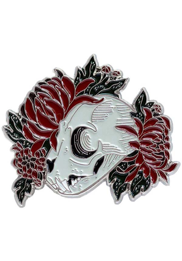 Cat Skull and Flowers | ENAMEL PIN*