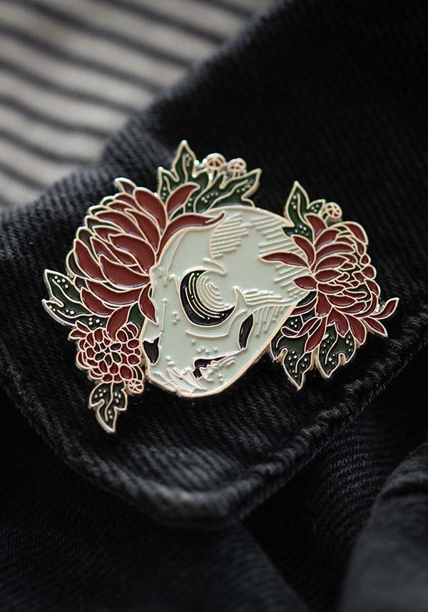 Cat Skull and Flowers | ENAMEL PIN*