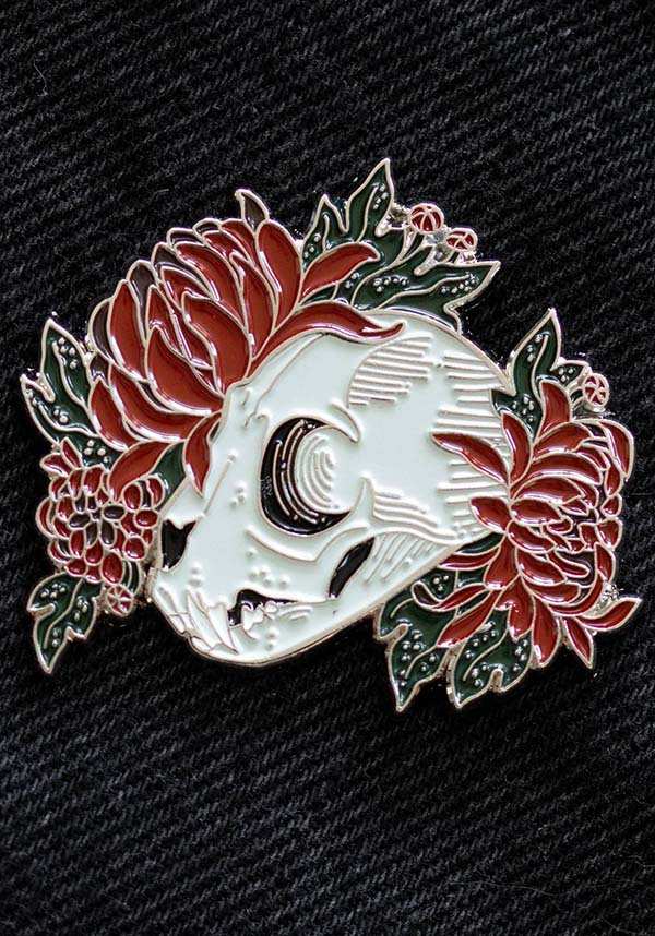 Cat Skull and Flowers | ENAMEL PIN*