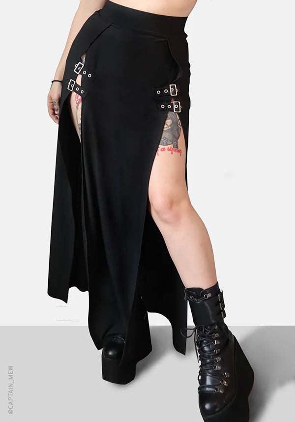 M-Line | BUCKLE SKIRT - Beserk - all, all clothing, all ladies, all ladies clothing, black, buckle, buckles, clickfrenzy15-2023, clothing, discountapp, exclusive, festival, FI6092707, fp, googleshopping, goth, goth summer, goth summer clothing, gothic, grunge, high split, jan23, labelexclusive, ladies, ladies clothing, ladies skirt, long skirt, maxi skirt, plus size, punk, R240123, skirt, skirts, slits, split, summer clothing, summer goth, womens skirt