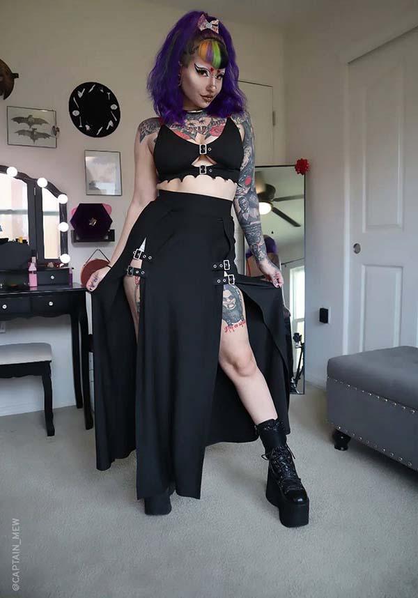M-Line | BUCKLE SKIRT - Beserk - all, all clothing, all ladies, all ladies clothing, black, buckle, buckles, clickfrenzy15-2023, clothing, discountapp, exclusive, festival, FI6092707, fp, googleshopping, goth, goth summer, goth summer clothing, gothic, grunge, high split, jan23, labelexclusive, ladies, ladies clothing, ladies skirt, long skirt, maxi skirt, plus size, punk, R240123, skirt, skirts, slits, split, summer clothing, summer goth, womens skirt