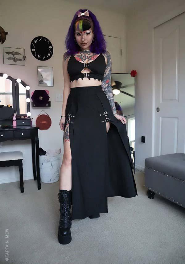 M-Line | BUCKLE SKIRT - Beserk - all, all clothing, all ladies, all ladies clothing, black, buckle, buckles, clickfrenzy15-2023, clothing, discountapp, exclusive, festival, FI6092707, fp, googleshopping, goth, goth summer, goth summer clothing, gothic, grunge, high split, jan23, labelexclusive, ladies, ladies clothing, ladies skirt, long skirt, maxi skirt, plus size, punk, R240123, skirt, skirts, slits, split, summer clothing, summer goth, womens skirt