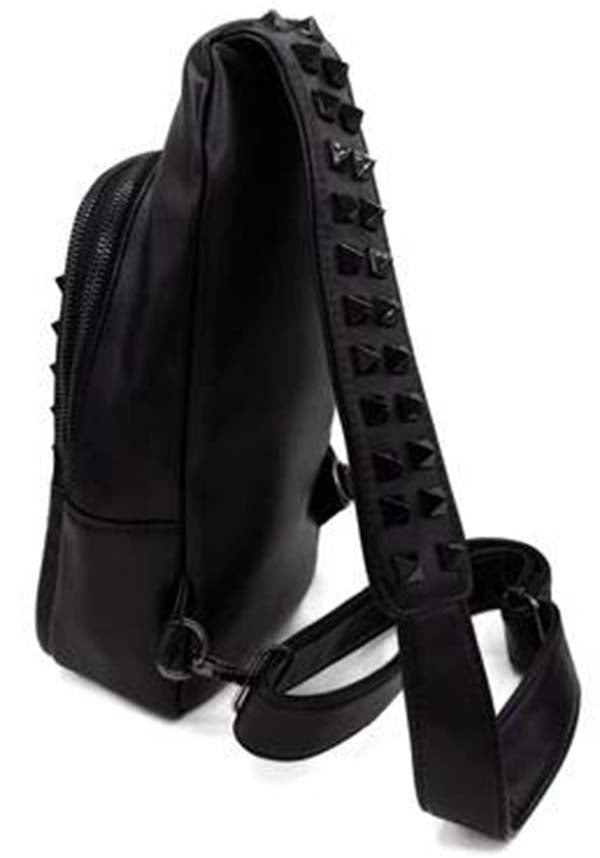 Black On Black Studded | SLING BAG