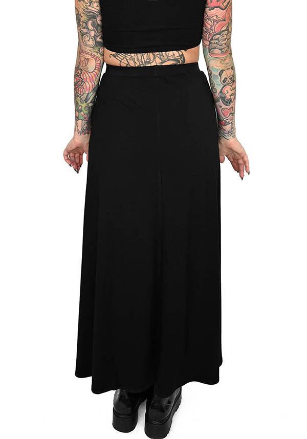 Darla | MAXI SKIRT - Beserk - all, all clothing, all ladies clothing, black, clickfrenzy15-2023, clothing, discountapp, exclusive, FB90620, feb22, fox blood, fp, goth, goth summer, goth summer clothing, gothic, labelexclusive, ladies clothing, ladies skirt, long skirt, maxi skirt, plus size, R150222, skirt, skirts, split, summer, summer clothing, summer goth, womens skirt