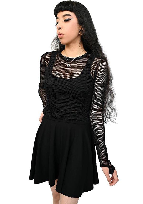 Fishnet | LONG SLEEVE CROP TOP - Beserk - all, all clothing, all ladies clothing, black, clickfrenzy15-2023, clothing, discountapp, exclusive, FB109869, fishnet, fox blood, fp, girls top, goth, gothic, jun22, labelexclusive, ladies clothing, ladies top, long sleeve top, mesh, R150622, sheer, tees and tops, top, tops, tshirts and tops, winter, winter clothing, winter wear, womens top