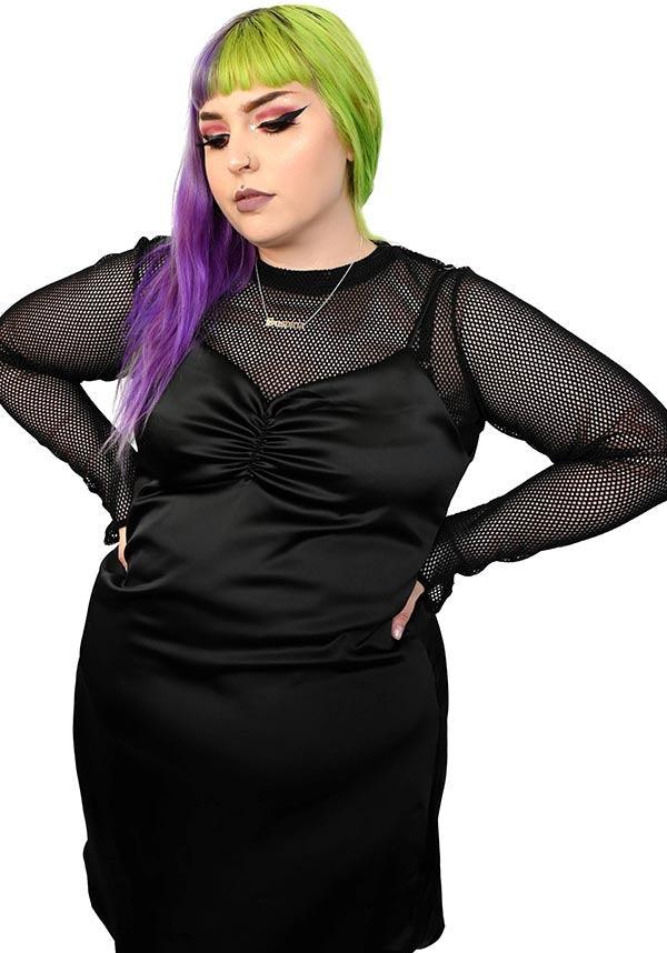black fishnet top plus size