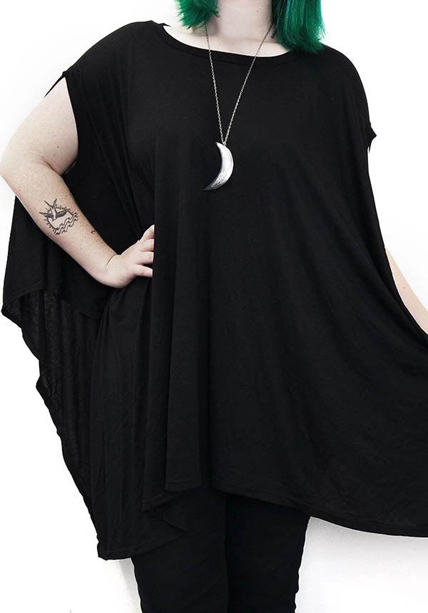 Rhiannon Flowing Oversized | TUNIC TOP - Beserk - all, all clothing, all ladies clothing, black, clickfrenzy15-2023, clothing, discountapp, exclusive, FB99873, flowing, flowy, fox blood, fp, girls top, goth, goth summer, goth summer clothing, gothic, labelexclusive, ladies clothing, ladies top, maternity, may22, oversized, R030522, summer, summer clothing, summer goth, tees and tops, top, tops, tshirts and tops, tunic, womens top