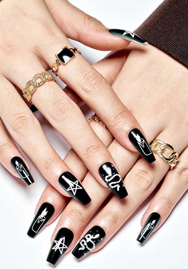 Prophet | PRESS ON NAILS - Beserk - all, black, clickfrenzy15-2023, cosmetics, discountapp, fake nails, false nails, fp, GL240522, goth, gothic, gothic accessories, halloween nail, halloween nails, jun22, nail, nail accessories, nail art, nail artist, nails, pentagram, press on, R230622, snake, witch, witchy