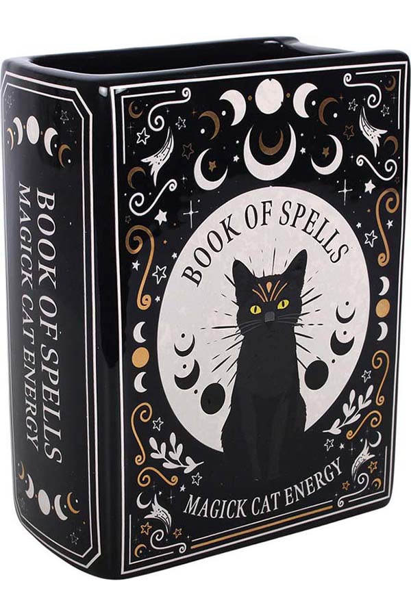 Black Cat Magick Book Shaped Flower | VASE