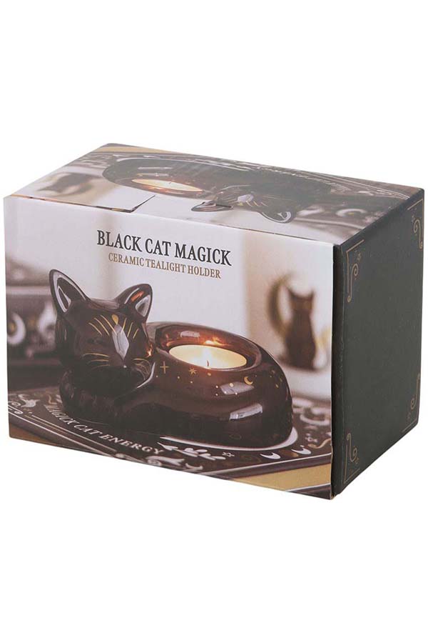 Black Cat Magick Curled Cat | TEALIGHT HOLDER