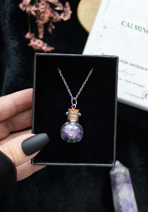 Calming Amethyst Crystal | BOTTLE NECKLACE*
