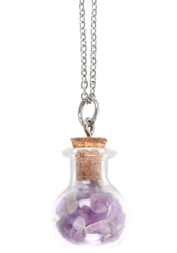 Calming Amethyst Crystal | BOTTLE NECKLACE*