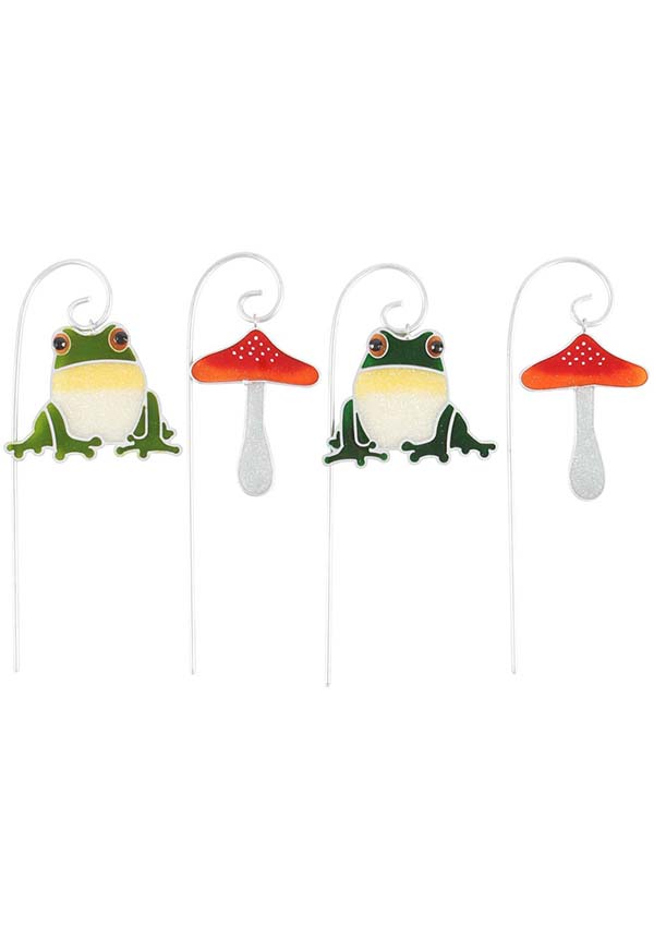 GOTHIC GIFTS Frog and Toadstool | SUNCATCHER STAKE SET [BLIND P - Back