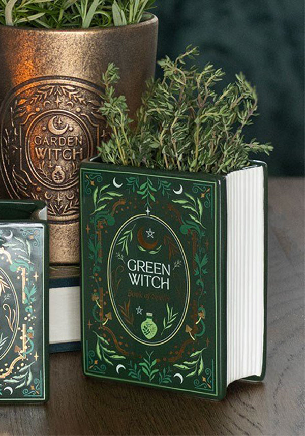 GOTHIC GIFTS Green Witch | BOOK VASE - Detail 4