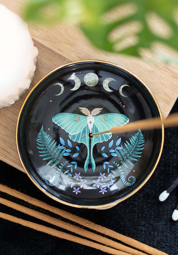 GOTHIC GIFTS Luna Moth | INCENSE PLATE - Front