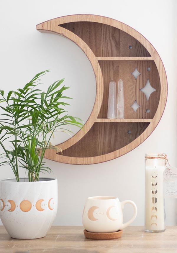 Wooden Crescent Moon | WALL SHELF*