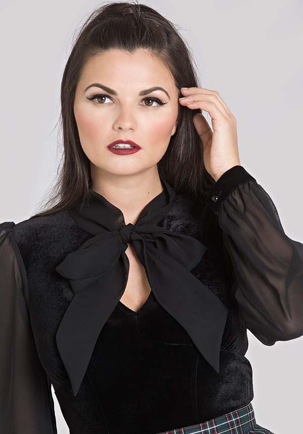 Gabriella | TOP - Beserk - all, all clothing, all ladies, all ladies clothing, black, blouse, bow, christmas clothing, clickfrenzy15-2023, clothing, discountapp, edgy, fp, gothic, hell bunny, jan20, ladies, ladies clothing, lolita, long sleeve top, office, office clothing, plus size, top, tops, tshirts and tops, winter, winter clothing