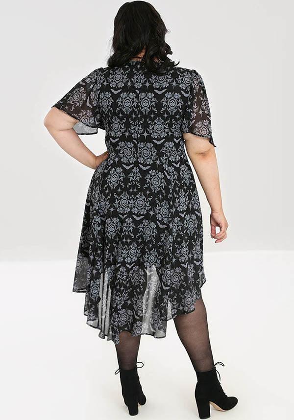 Lost Whispers | DRESS - Beserk - all, all clothing, all ladies, all ladies clothing, asymmetric, asymmetrical, black, christmas clothing, clickfrenzy15-2023, clothing, discountapp, dress, dressapril25, dresses, edgy, emo, fishtail, flowing, flowy, fp, girls dress, girls dresses, goth, gothic, HB14000000959, hell bunny, knee length dress, ladies, ladies clothing, ladies dress, ladies dresses, mullet, oct21, R121021, short sleeved dress, skull, womens dress, womens dresses