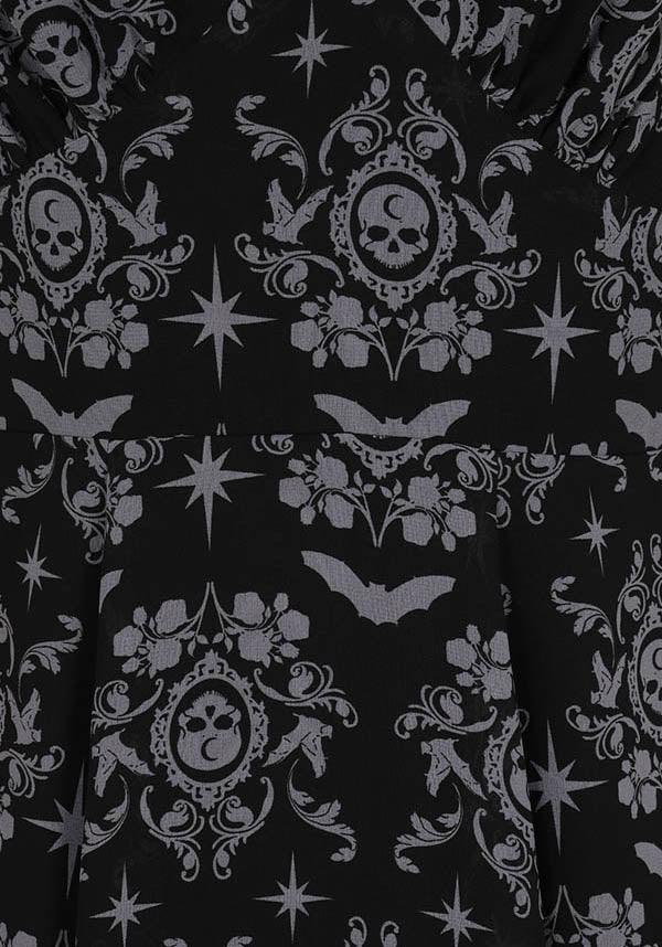 Lost Whispers | DRESS - Beserk - all, all clothing, all ladies, all ladies clothing, asymmetric, asymmetrical, black, christmas clothing, clickfrenzy15-2023, clothing, discountapp, dress, dressapril25, dresses, edgy, emo, fishtail, flowing, flowy, fp, girls dress, girls dresses, goth, gothic, HB14000000959, hell bunny, knee length dress, ladies, ladies clothing, ladies dress, ladies dresses, mullet, oct21, R121021, short sleeved dress, skull, womens dress, womens dresses