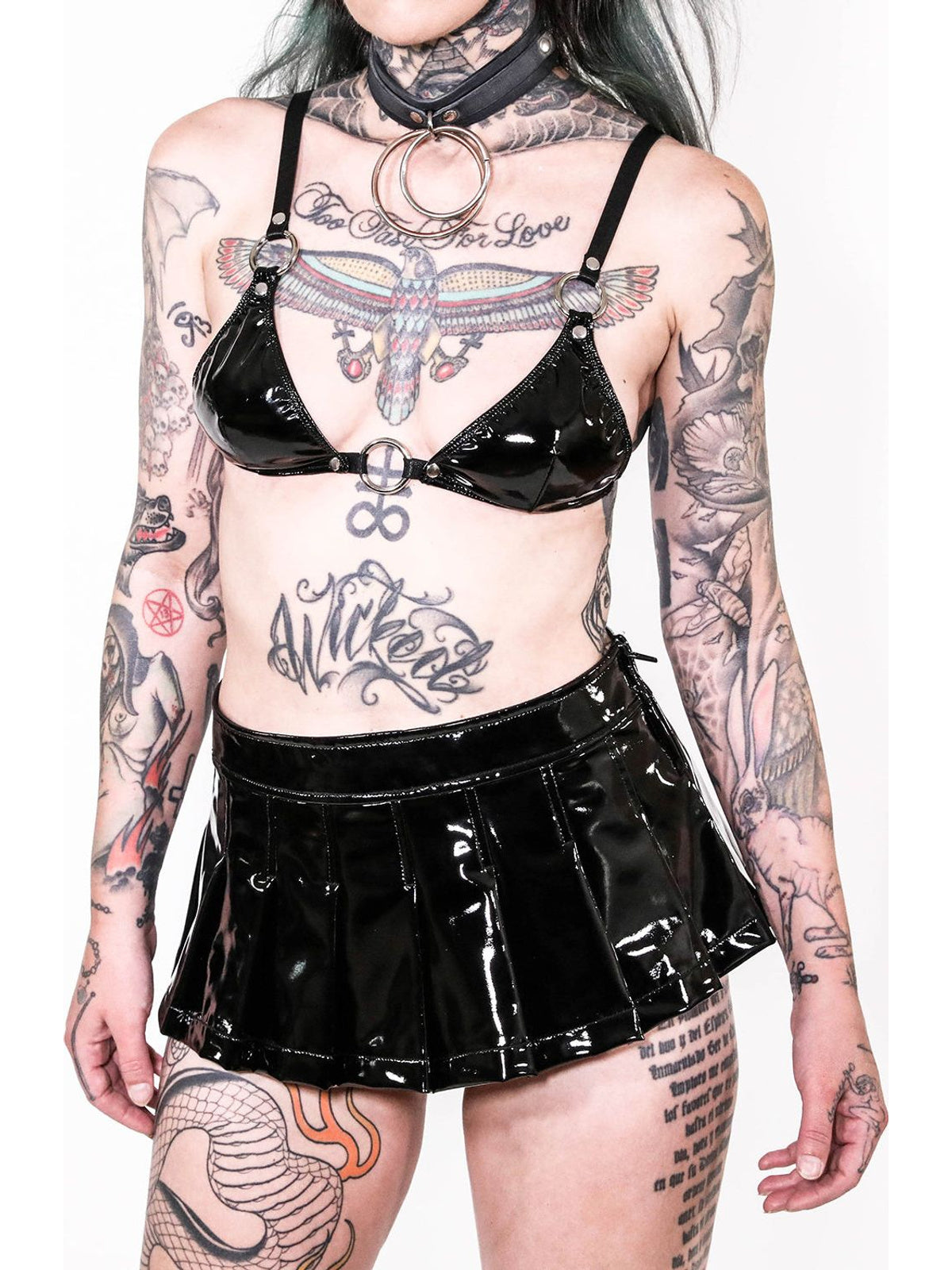 Vinyl Pvc Pleated Micro Mini Skirt-bottoms-lip Service | BOTTOMS