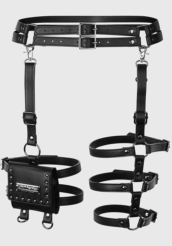 Carrion | HARNESS - Beserk - accessories, adjustable, adjustable strap, all, all ladies, belts and buckles, black, buckle, buckles, discountapp, fp, garters and harnesses, googleshopping, goth, gothic, gothic accessories, halloween accessories, harness, jun23, kill star, killstar, KS1116221, labelnew, labelvegan, ladies, ladies accessories, leg harness, plus, plus size, pocket, punk, R040623, techwear, vegan, women, womens