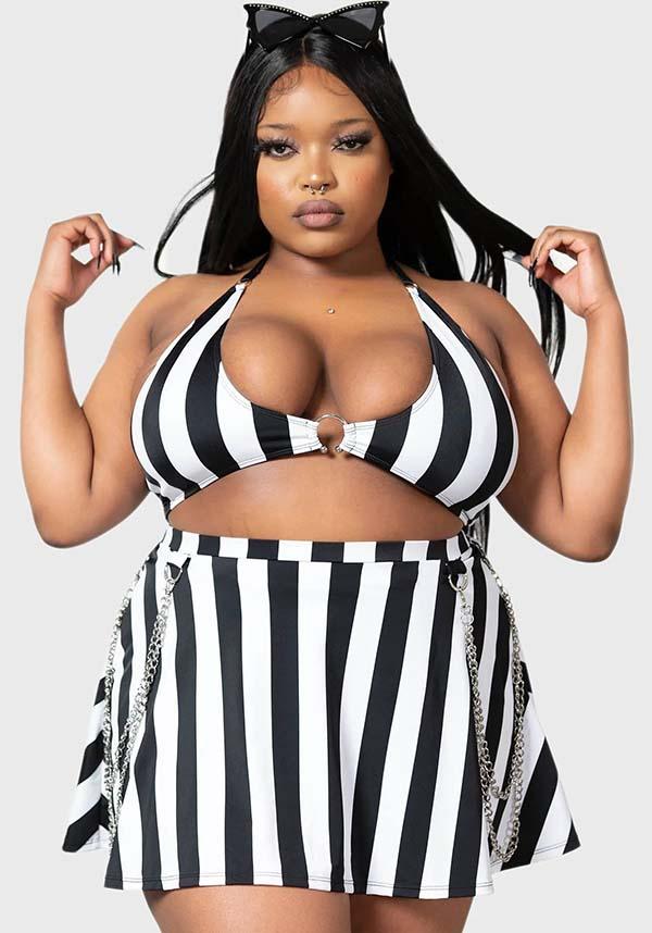 Pantha's Prowl | SWIM SKIRT - Beserk - all, all clothing, all ladies clothing, black and white, chain, clothing, discountapp, fp, googleshopping, goth, goth summer, goth summer clothing, gothic, killstar, KS1103865, ladies clothing, ladies skirt, may23, mini skirt, plus, plus size, R180523, short skirt, skirt, skirts, stripe, striped, striped skirt, stripes, stripey, summer, summer clothing, summer goth, swim, swim suit, swim wear, swimmers, swimming, swimsuit, swimwear, womens skirt