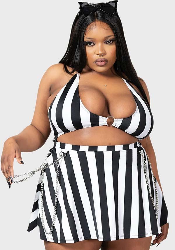 Pantha's Prowl | SWIM SKIRT - Beserk - all, all clothing, all ladies clothing, black and white, chain, clothing, discountapp, fp, googleshopping, goth, goth summer, goth summer clothing, gothic, killstar, KS1103865, ladies clothing, ladies skirt, may23, mini skirt, plus, plus size, R180523, short skirt, skirt, skirts, stripe, striped, striped skirt, stripes, stripey, summer, summer clothing, summer goth, swim, swim suit, swim wear, swimmers, swimming, swimsuit, swimwear, womens skirt