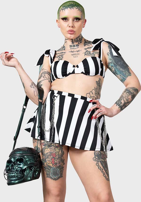 Pantha's Prowl | SWIM SKIRT - Beserk - all, all clothing, all ladies clothing, black and white, chain, clothing, discountapp, fp, googleshopping, goth, goth summer, goth summer clothing, gothic, killstar, KS1103865, ladies clothing, ladies skirt, may23, mini skirt, plus, plus size, R180523, short skirt, skirt, skirts, stripe, striped, striped skirt, stripes, stripey, summer, summer clothing, summer goth, swim, swim suit, swim wear, swimmers, swimming, swimsuit, swimwear, womens skirt