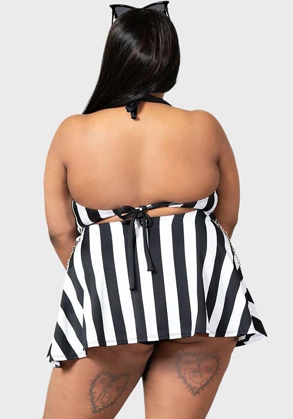 Pantha's Prowl | SWIM SKIRT - Beserk - all, all clothing, all ladies clothing, black and white, chain, clothing, discountapp, fp, googleshopping, goth, goth summer, goth summer clothing, gothic, killstar, KS1103865, ladies clothing, ladies skirt, may23, mini skirt, plus, plus size, R180523, short skirt, skirt, skirts, stripe, striped, striped skirt, stripes, stripey, summer, summer clothing, summer goth, swim, swim suit, swim wear, swimmers, swimming, swimsuit, swimwear, womens skirt