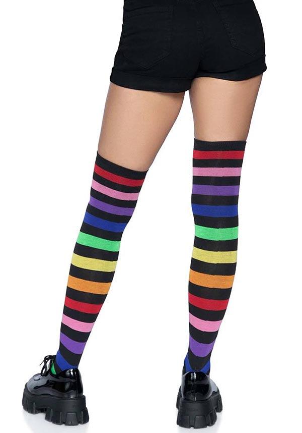 Aurora Rainbow | THIGH HIGH SOCKS - Beserk - all, all clothing, all ladies clothing, clickfrenzy15-2023, clothing, colorful, colourful, cpgstinc, discountapp, festival, fp, gifts socks, googleshopping, high socks, hosiery and socks, ladies clothing, ladies socks, long socks, multicolour, R060922, rainbow, rave, repriced260523, sep22, Sept, socks, stripe, striped, stripes, stripey, thigh high, tomfoolery, TOMIN320547, winter, winter clothing, winter wear