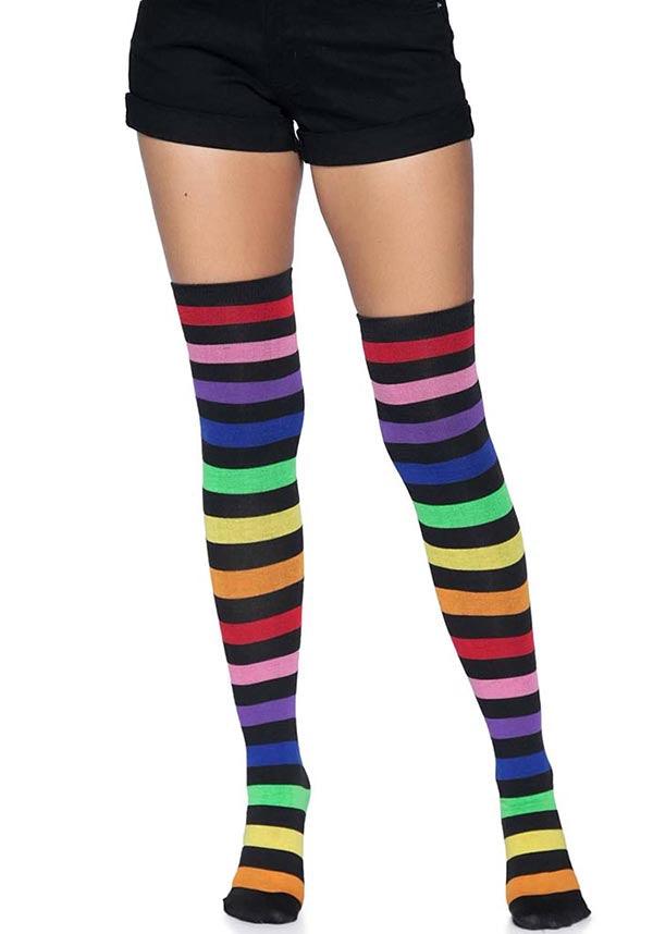 Aurora Rainbow | THIGH HIGH SOCKS - Beserk - all, all clothing, all ladies clothing, clickfrenzy15-2023, clothing, colorful, colourful, cpgstinc, discountapp, festival, fp, gifts socks, googleshopping, high socks, hosiery and socks, ladies clothing, ladies socks, long socks, multicolour, R060922, rainbow, rave, repriced260523, sep22, Sept, socks, stripe, striped, stripes, stripey, thigh high, tomfoolery, TOMIN320547, winter, winter clothing, winter wear