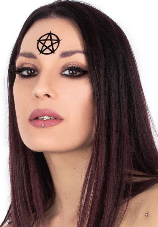 Pentacle | FACE STICKER - Beserk - accessories, all, aug20, clickfrenzy15-2023, cosmetics, discountapp, face, fp, goth, gothic, gothic accessories, gothic cosmetics, halloween, halloween cosmetics, halloween costume, halloween makeup, happy halloween, ladies accessories, magic markings, make up, makeup, medieval, mini pentagram, pentacle, pentagram, special fx makeup, witchcraft