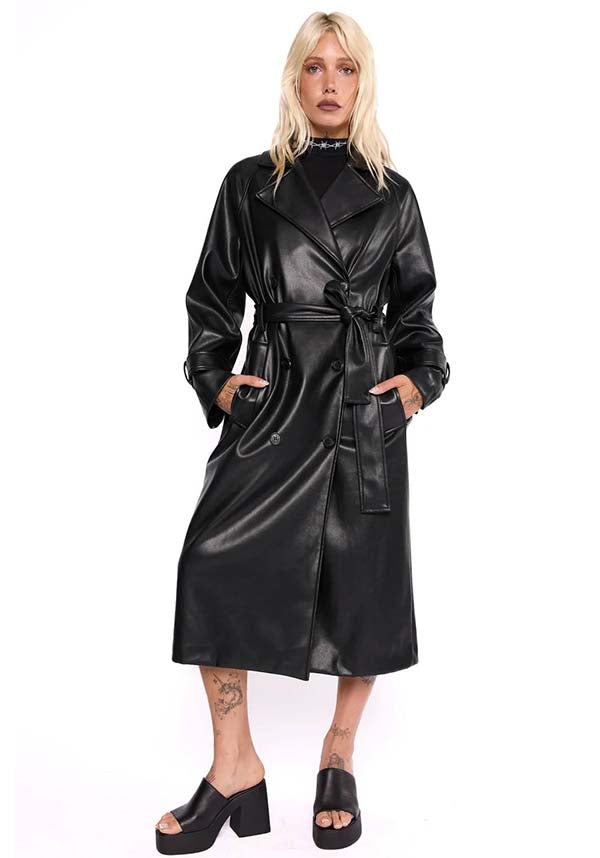 Mara Faux Leather | TRENCH COAT**