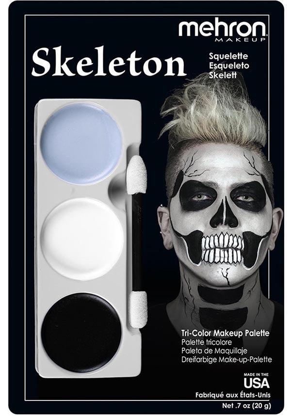 Skeleton | TRI-COLOUR CHARACTER MAKEUP PALETTE* - Beserk - all, body, clickfrenzy15-2023, cosmetics, cosplay, costume, cpgstinc, discountapp, face, face paint, feb23clearance-mehron20, googleshopping, goth, gothic, gothic cosmetics, halloween, halloween cosmetics, halloween costume, halloween makeup, make up, makeup, mehron makeup, mysterypack2023, palette, R200922, sale, sep22, Sept, skeleton, special effects, special effects makeup, special fx makeup, tomfoolery, TOMH22012