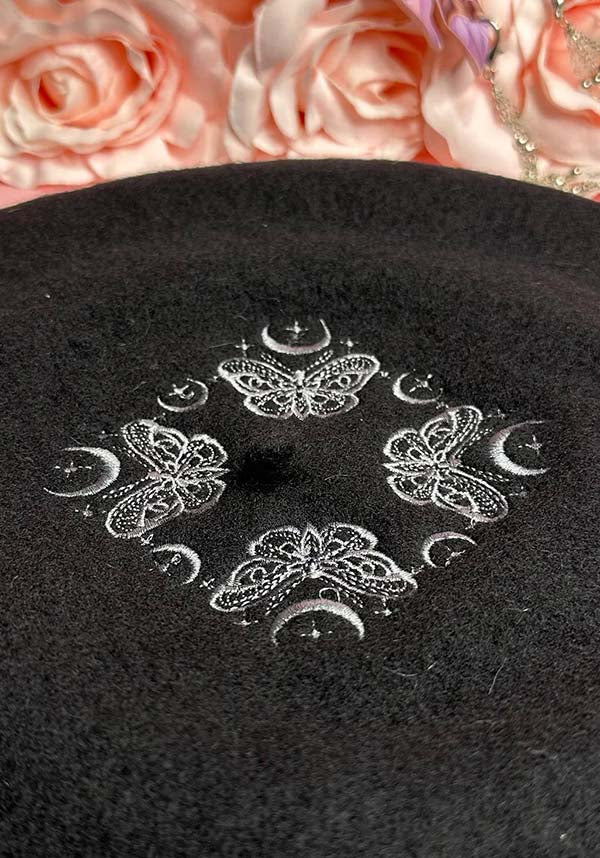Moth & Moon Black Embroidered | BERET